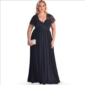 NWT IGIGI Monica Full Length Gown Dress Navy Blue Plus Sz 14/16